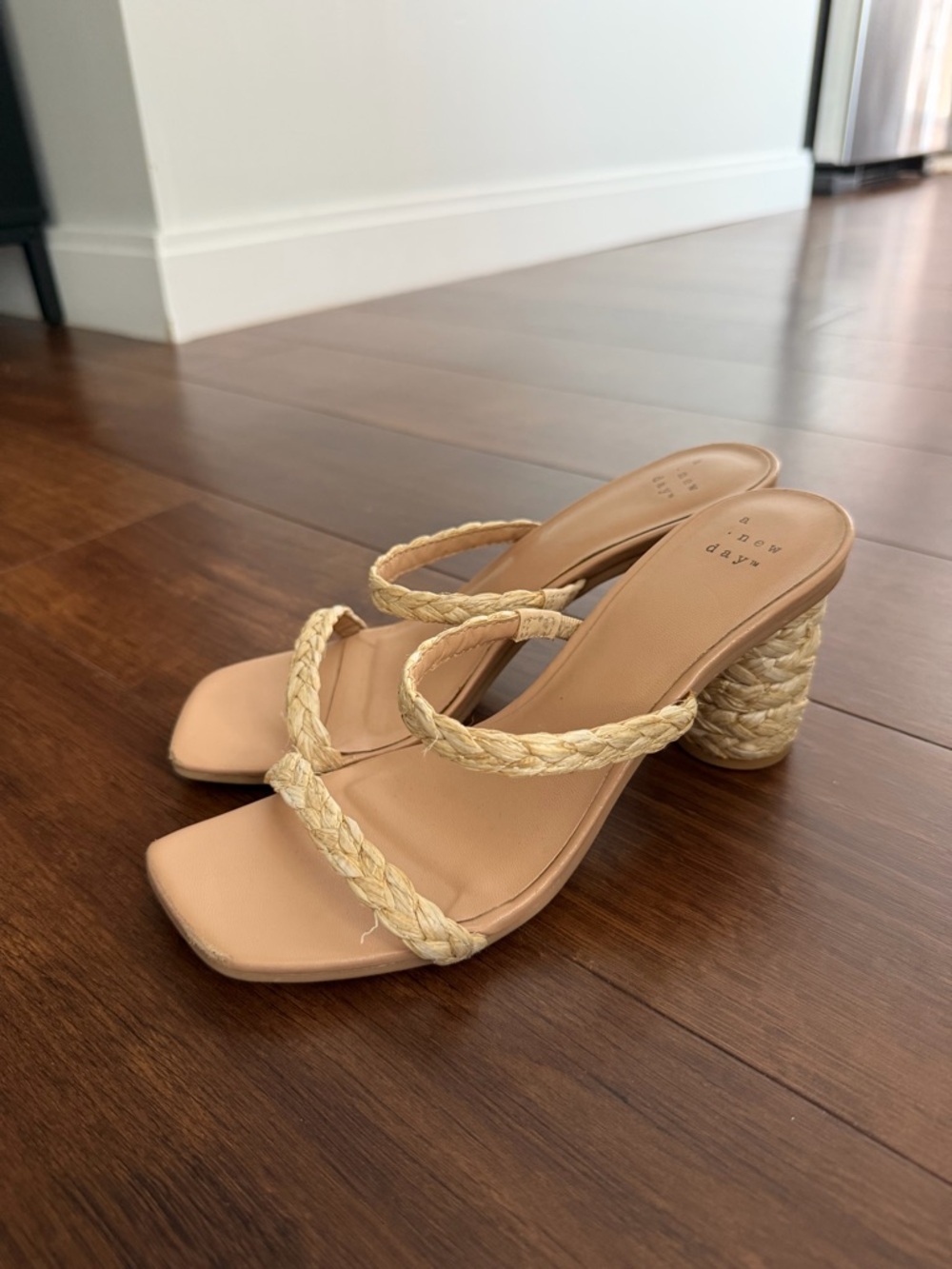 Target Braided Strap Beige Block Heel Sandals